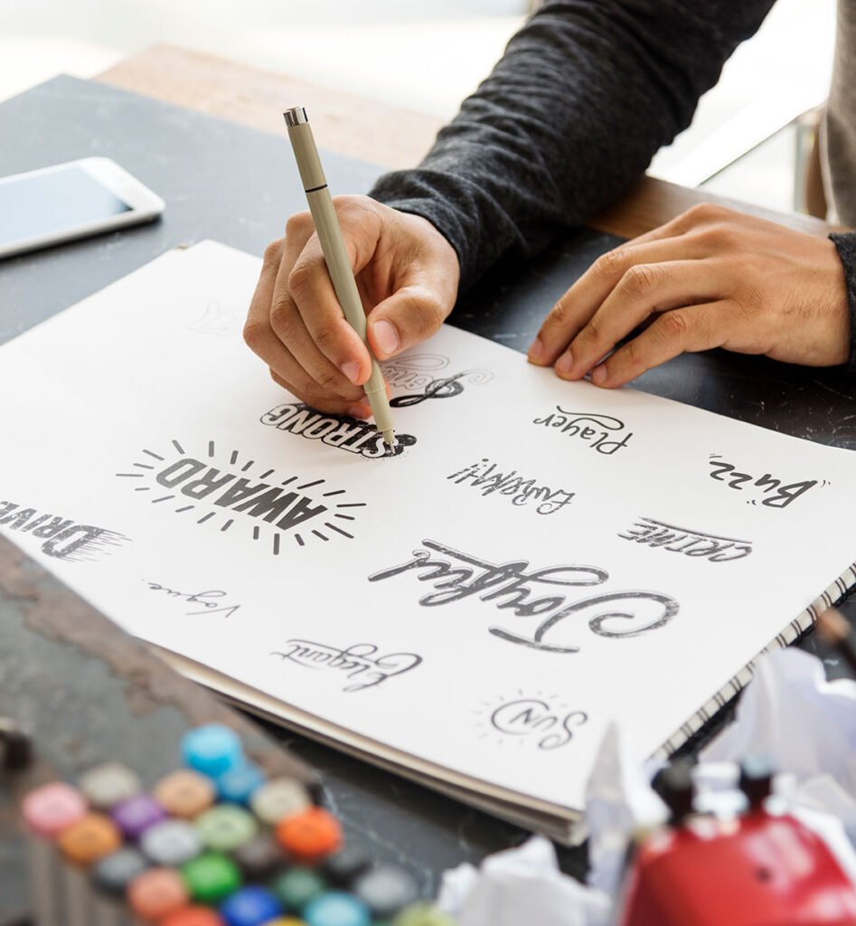 graphic designer working on logo designs