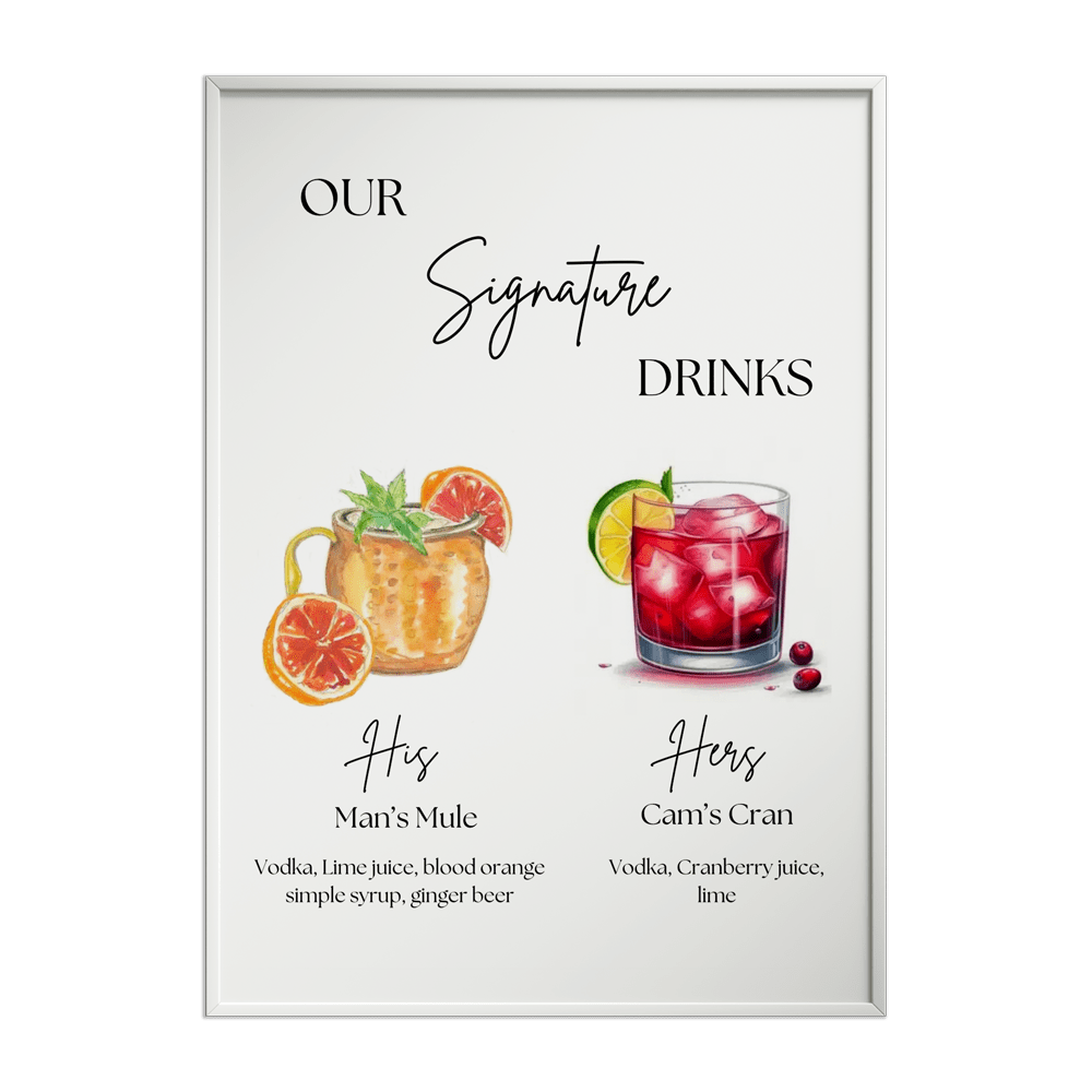 signature drinks poster design and print